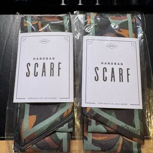 Fossil Green and Brown Silk Handbag Scarf